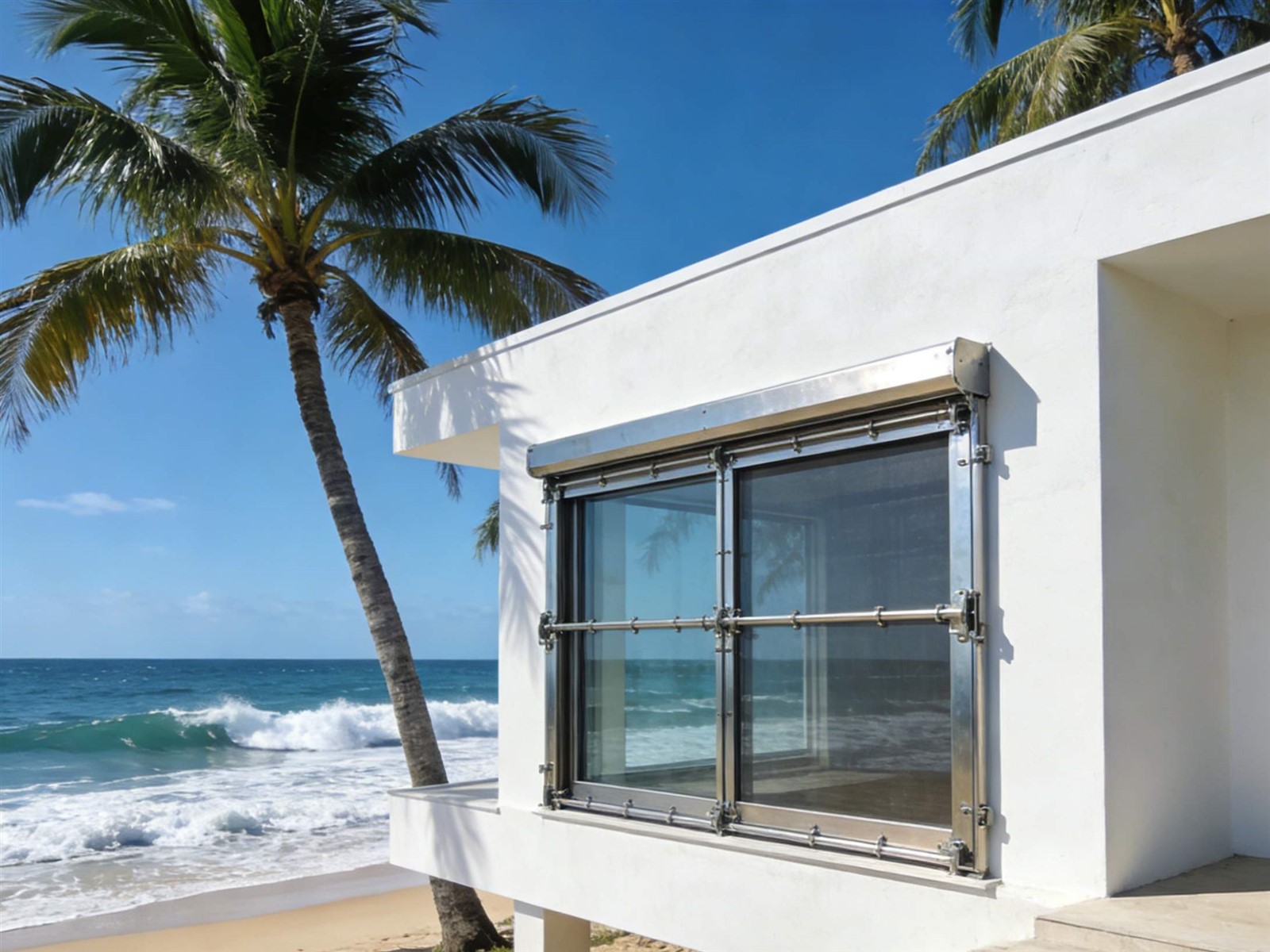 Florida coastal building with Miami-Dade NOA impact windows Florida coastal building with Miami-Dade NOA impact windows